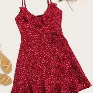 SHEIN Confetti Heart Print Cami Wrap Dress 💗